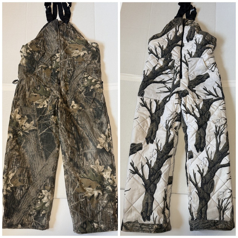 FIELD & STREAM - Men's Reversible Hunting Bibs Mossy Oak Break-Up Winter Camo **